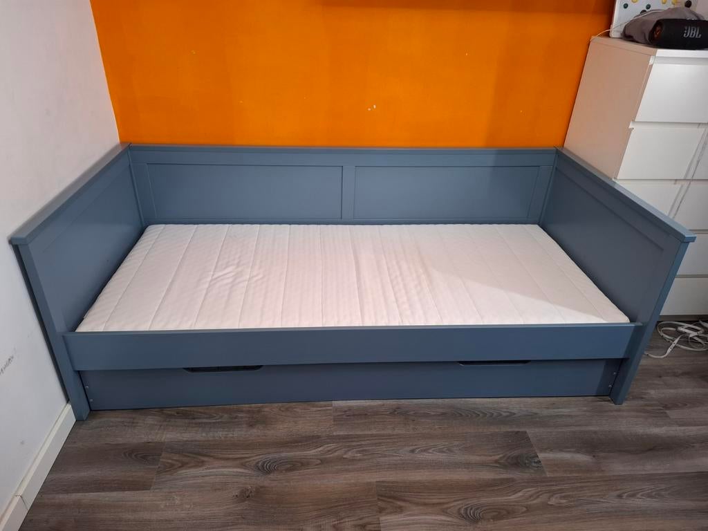 Eenpersoons bed/bank met uitschuifbaar logeerbed, Ophalen, Gebruikt, 90 cm, Eenpersoons