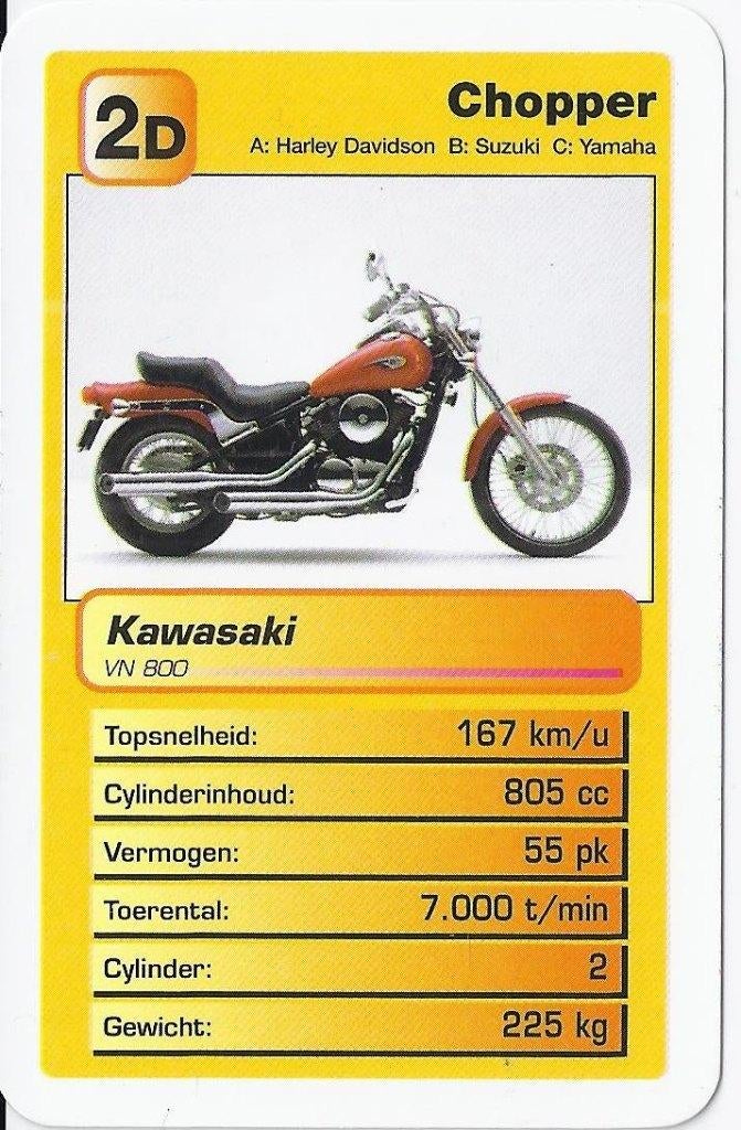 Mok25 motorkaartje 2d kawasaki vn 800 chopper, Ophalen of Verzenden, Zo goed als nieuw, Motoren