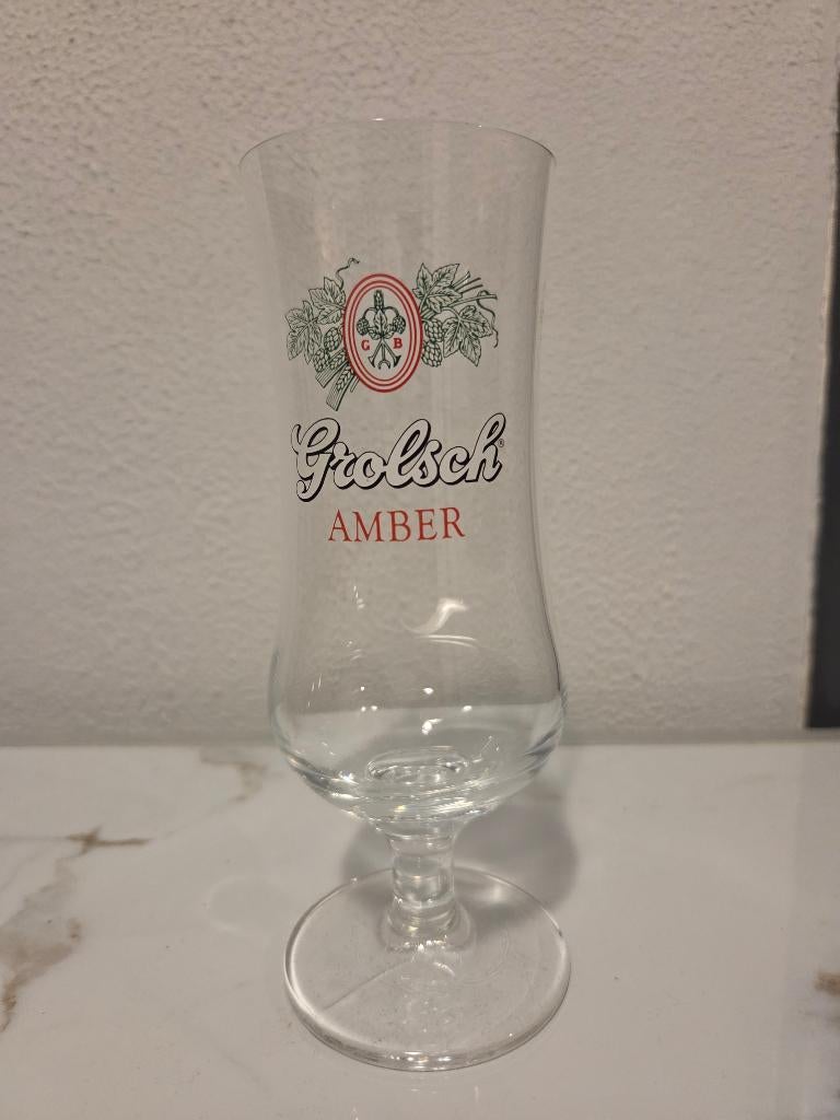 Grolsch glas oud Amber logo 3, Ophalen of Verzenden, Zo goed als nieuw, Glas of Glazen, Grolsch