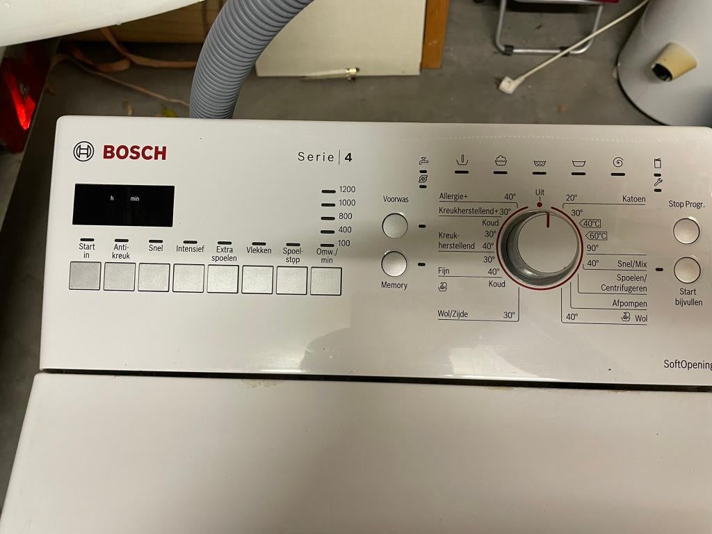 Wasmachine Bosch Serie 4 bovenlader (WOT24255NL), Witgoed en Apparatuur, Wasmachines, Gebruikt, Bovenlader, 6 tot 8 kg, 85 tot 90 cm