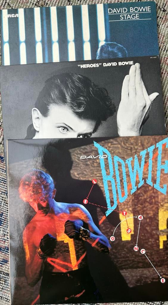 3 David Bowie LP's: Stage, "Heroes" & Let's Dance, Cd's en Dvd's, Vinyl | Pop, Ophalen of Verzenden, Gebruikt, 12 inch