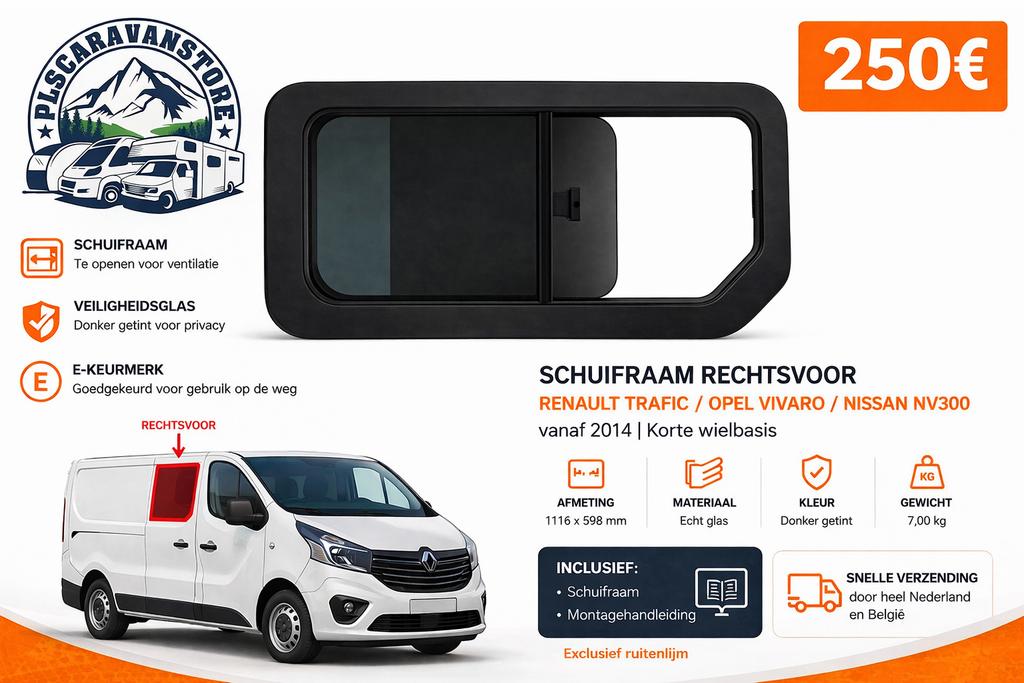 Schuifraam rechtsvoor Renault Trafic / Opel Vivaro / Nissan, Auto-onderdelen, Turkey, Nieuw, Ophalen of Verzenden, Suat Glass