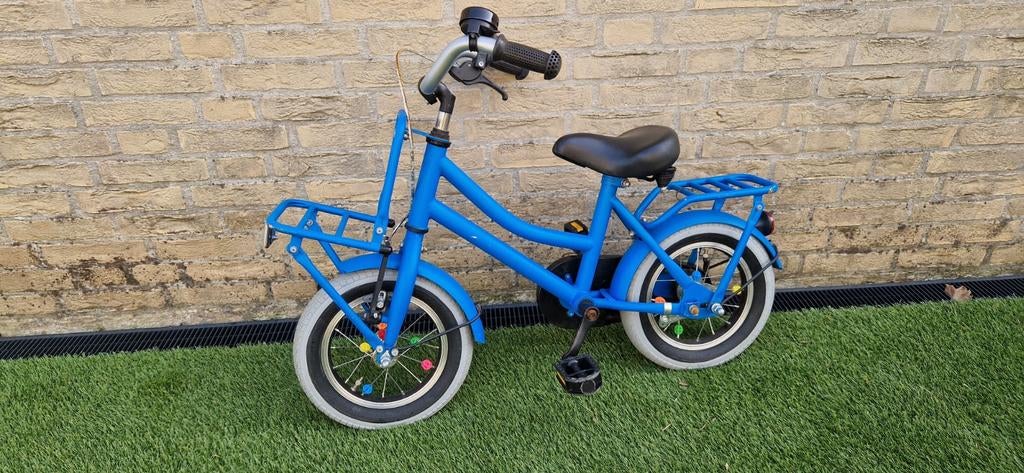 Alpina Cargo 12 inch kinderfiets - blauw met zijwieltjes, Fietsen en Brommers, Fietsen | Kinderfietsjes, Ophalen, Gebruikt, Minder dan 16 inch