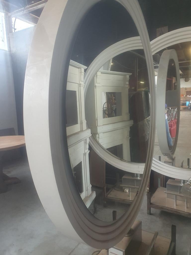 Grote ronde kappersspiegels met verlichting, Huis en Inrichting, Ophalen, Gebruikt, Rond, 100 tot 125 cm