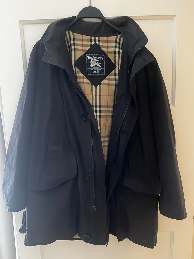 Burberry vintage jaren 90 Parka Harrington jas maat 50, Ophalen of Verzenden, Zo goed als nieuw, Maat 48/50 (M), Zwart