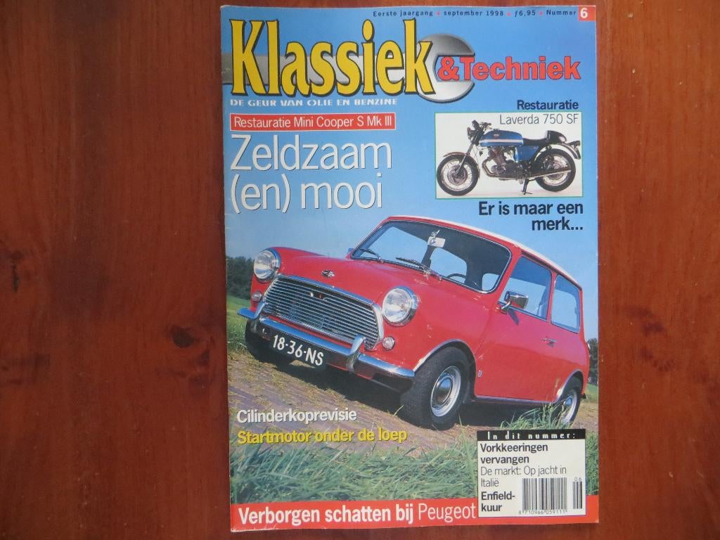 Klassiek & Techniek 6 Mini Cooper S Mk III, Laverda 750 SF, Boeken, Ophalen of Verzenden, Zo goed als nieuw, Peugeot