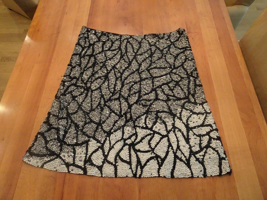 BARBARA SCHWARZER zwart, grijs, offwhite pailletten rokje, BARBARA SCHWARZ, Zwart, Maat 42/44 (L), Nieuw