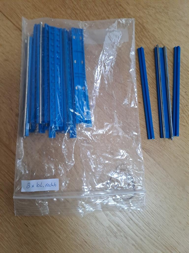 Lego rechte rails blauw, Ophalen of Verzenden, Gebruikt