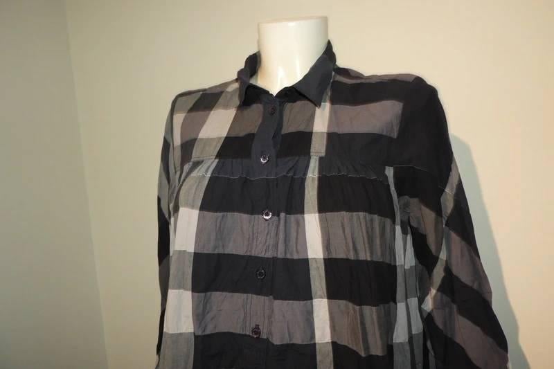 Burberry Brit tuniek in grote ruit blauw tinten deel knopenL, Overige kleuren, Verzenden, Maat 42/44 (L), Zo goed als nieuw