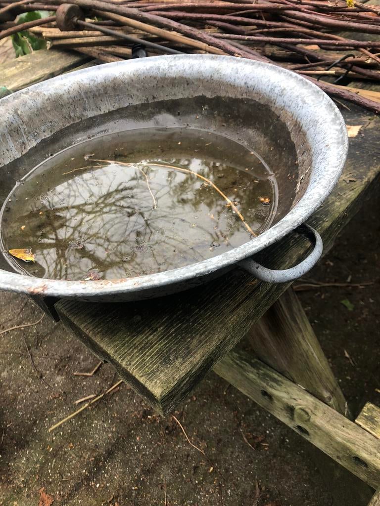 Vintage Brocante Zinken Teil, Ophalen of Verzenden, Gebruikt