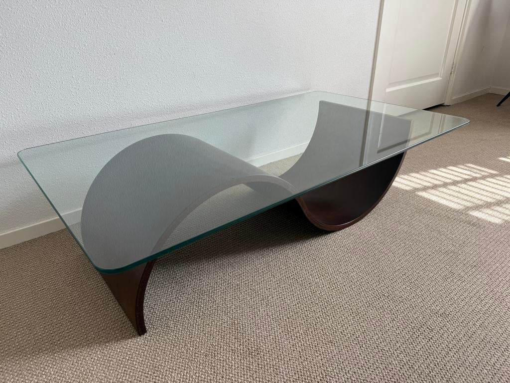 Vintage glazen salontafel, Huis en Inrichting, Tafels | Salontafels, 100 tot 150 cm, Zo goed als nieuw, Minder dan 50 cm, Rechthoekig