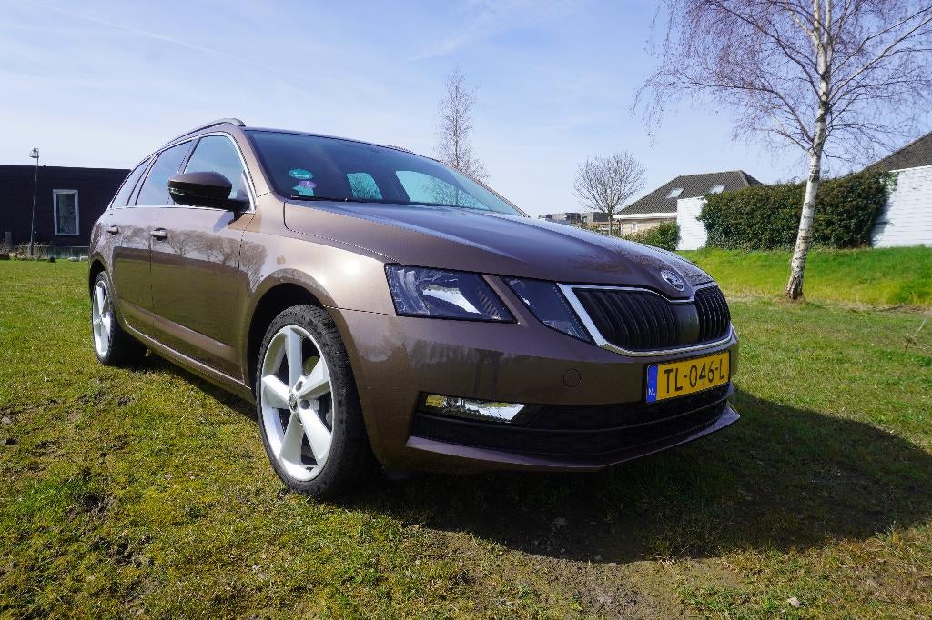 Skoda Octavia Combi 1.0 TSI, DSG automaat, Trekhaak, Carplay, Auto's, Skoda, USB, 1169 kg, Bruin, Leder en Stof