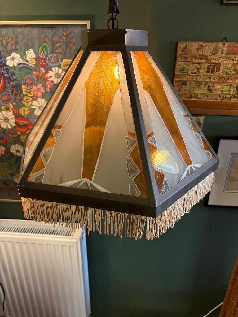 Prachtige grote Amsterdamse School/Art-Deco Hanglamp., Ophalen