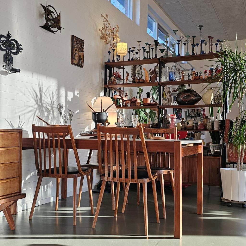 4 Vintage Retro Stoelen van Gábriel Frigyes design, Szkiv, Gebruikt, Zwart, Ophalen of Verzenden, Vier