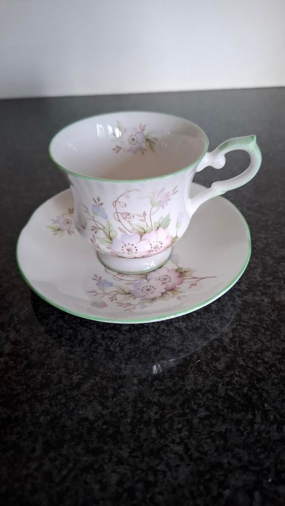 Springfield Bone China Kop en Schotel - Bloemenpatroon, Ophalen of Verzenden