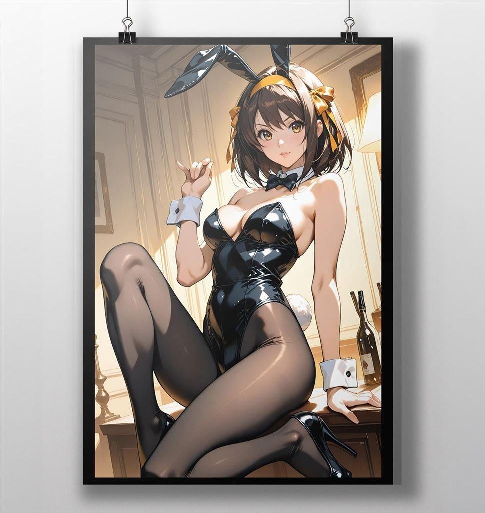 Leuke Sexy Anime Bunnygirl Waifu Poster #3, Ophalen of Verzenden, Kuifje, Nieuw, Beeldje of Figuurtje