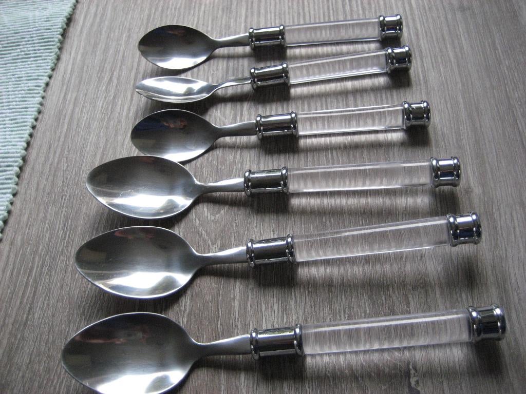 3 Lepels 20 cm en 3 lepels 17,5 cm amuse set, Overige materialen, Ophalen of Verzenden, Zo goed als nieuw, Vaatwasserbestendig