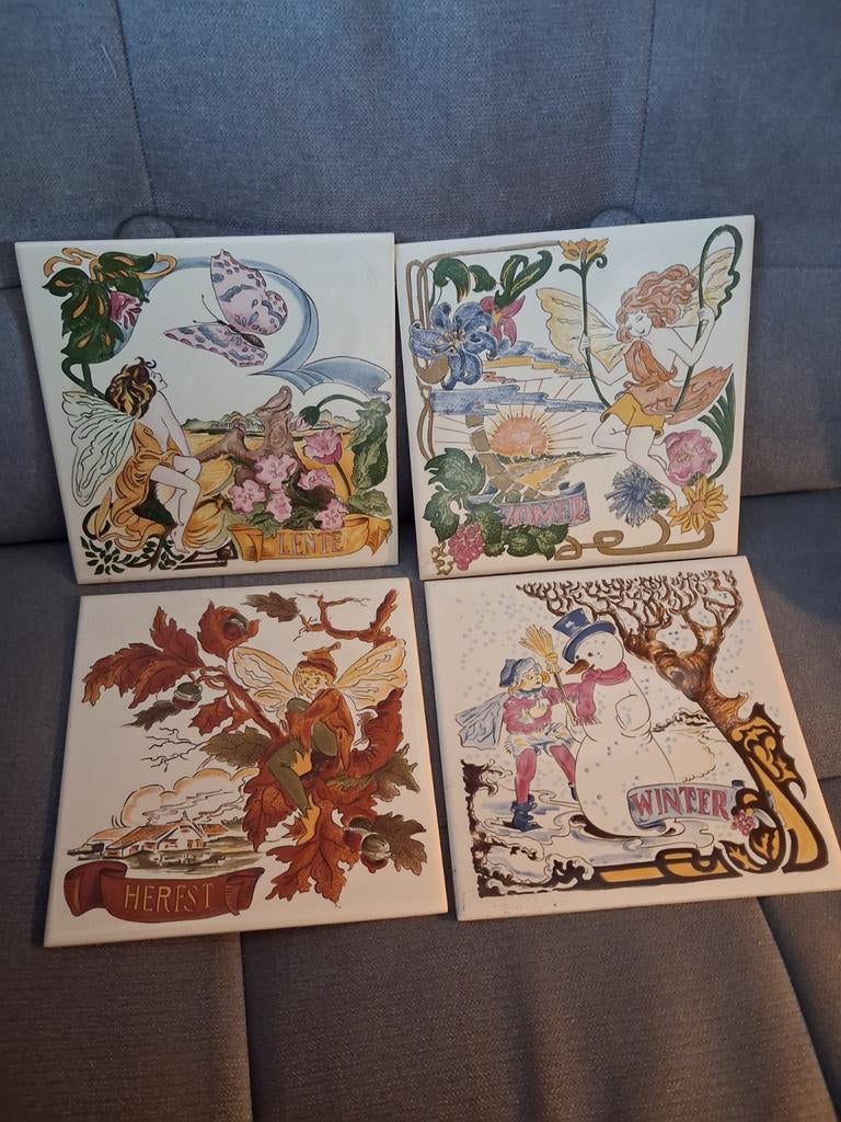 4 seizoenen tegels, Antiek en Kunst, Antiek | Wandborden en Tegels, Ophalen of Verzenden