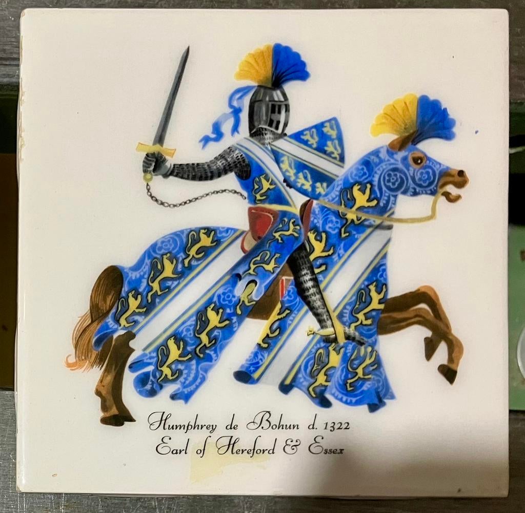 Tegeltje historische Ridder te paard - Earl Hereford & Essex, Antiek en Kunst, Curiosa en Brocante, Ophalen of Verzenden
