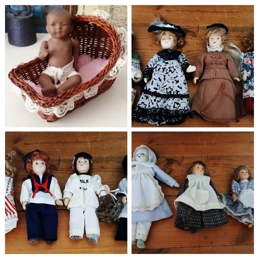 Diverse brocante porselein poppetjes b.v. voor poppenhuis, Ophalen of Verzenden