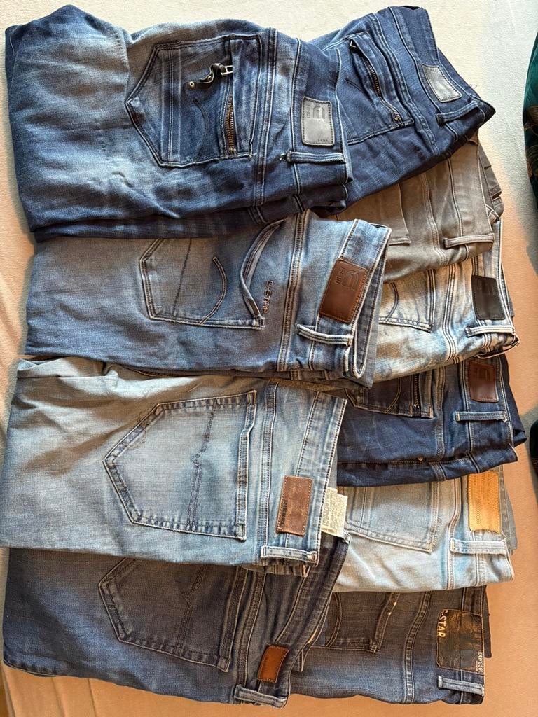 8x spijker broeken Gstar en 2x Diesel, W28 - W29 (confectie 36), Gedragen, G-star, Verzenden