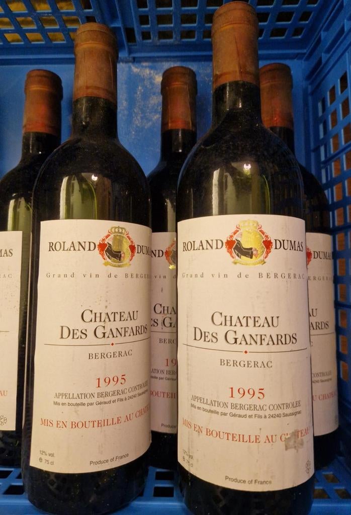 8 flessen Roland Dumas Grand vin de Bergerac zie foto's, Verzamelen, Ophalen, Frankrijk, Rode wijn