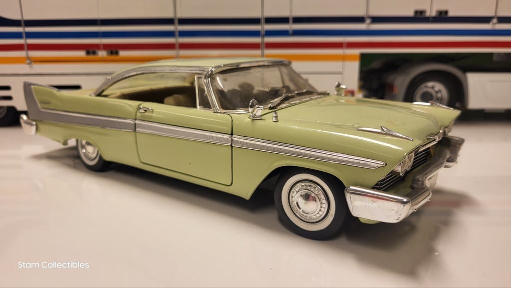 ERTL Plymouth Fury Green - 1958, Gebruikt, Ophalen of Verzenden, Auto, ERTL