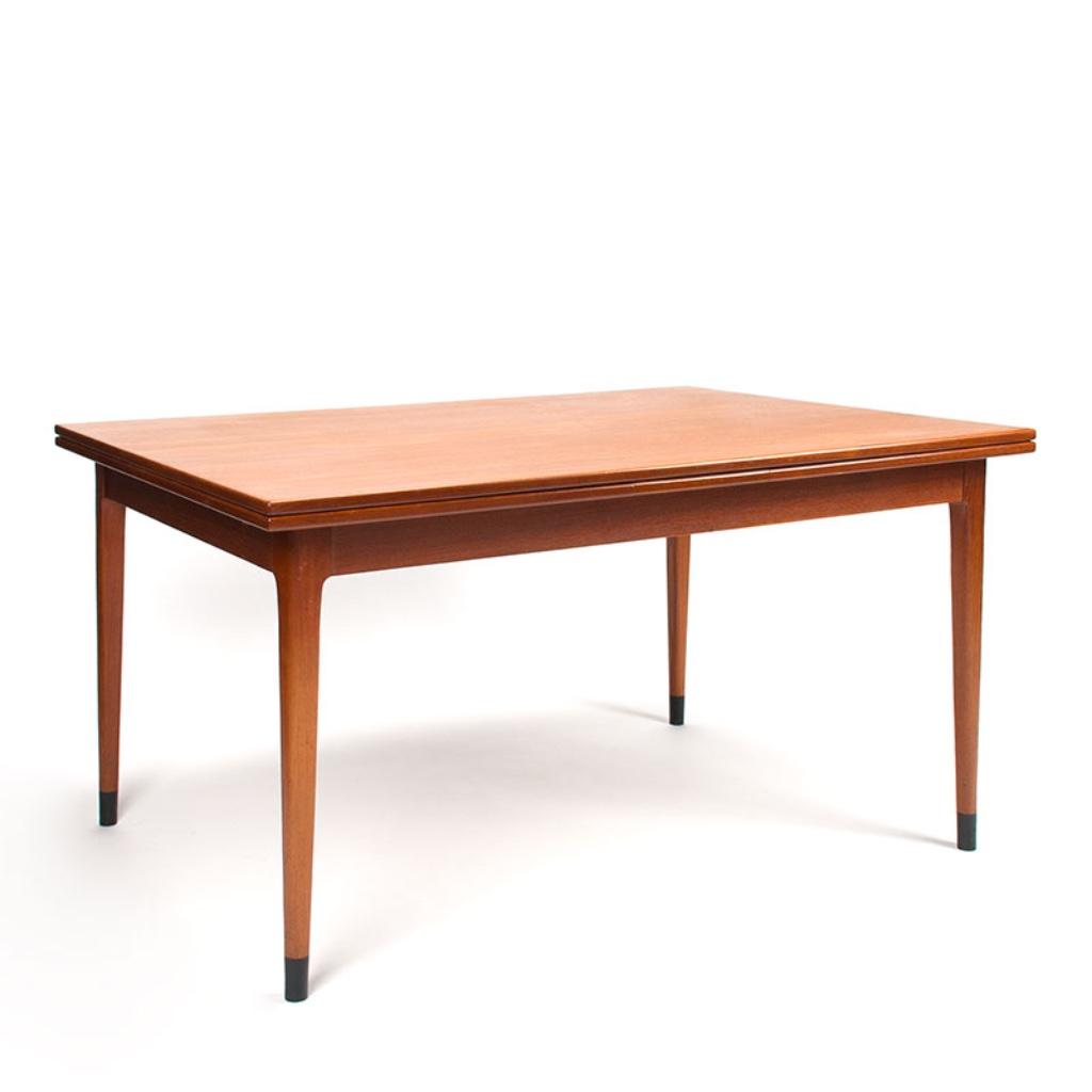 Mid-Century Deense vintage uitschuifbare eettafel teak, Huis en Inrichting, Ophalen, Gebruikt, 100 tot 150 cm, 75 cm of meer