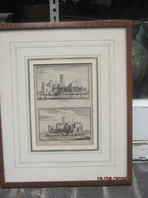 HUIS van Spangen (Overschie) mooie Dubbele gravure, Ophalen of Verzenden