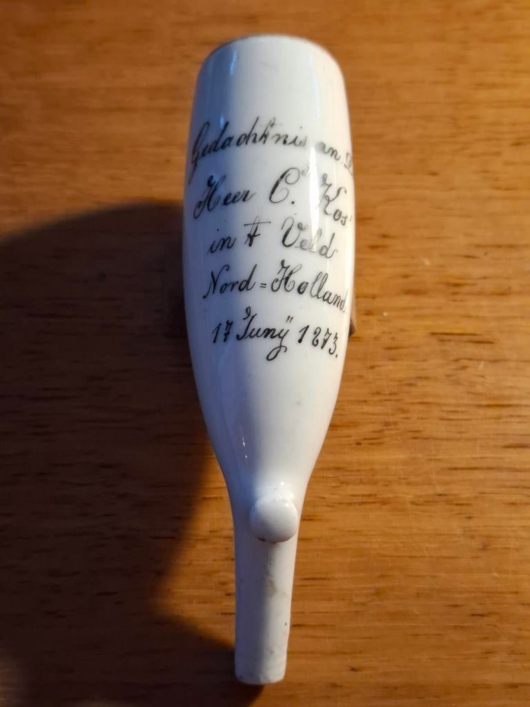 Porseleinen pijpenkop 1873, Ophalen of Verzenden, Zo goed als nieuw