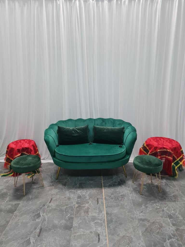 Groen schelpbankje, Huis en Inrichting, Banken | Sofa's en Chaises Longues, Ophalen, Eenpersoons, Minder dan 150 cm