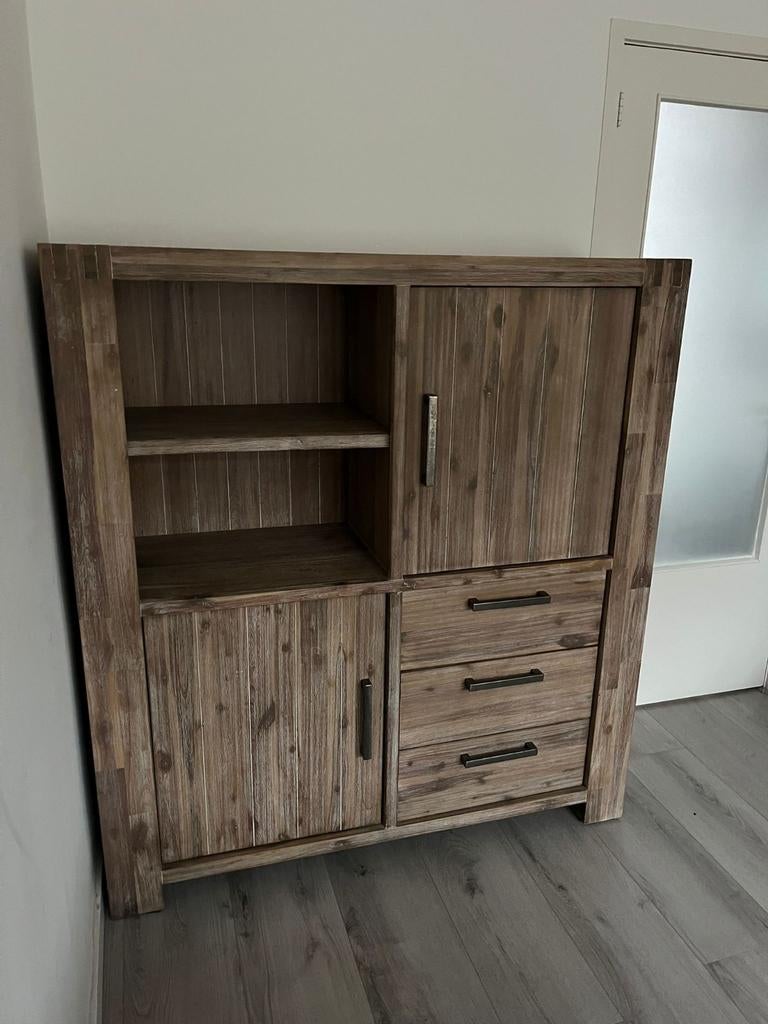 Mooie kast van acaciahout, Ophalen of Verzenden, Zo goed als nieuw, 25 tot 50 cm, 100 tot 150 cm