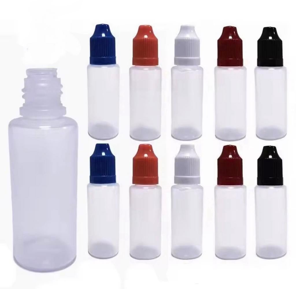 10x Transparante Druppelflesjes 15ml | Plastic Zwarte Dop, Ophalen of Verzenden, Nieuw, Overige kleuren, Ogen
