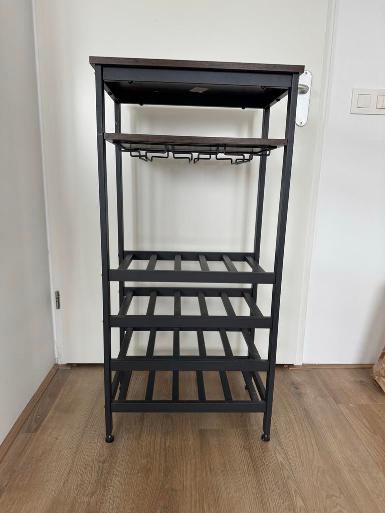 Wijnrek met wijnglazenhouder, Huis en Inrichting, Ophalen, Zo goed als nieuw, Hout, 5 tot 15 flessen