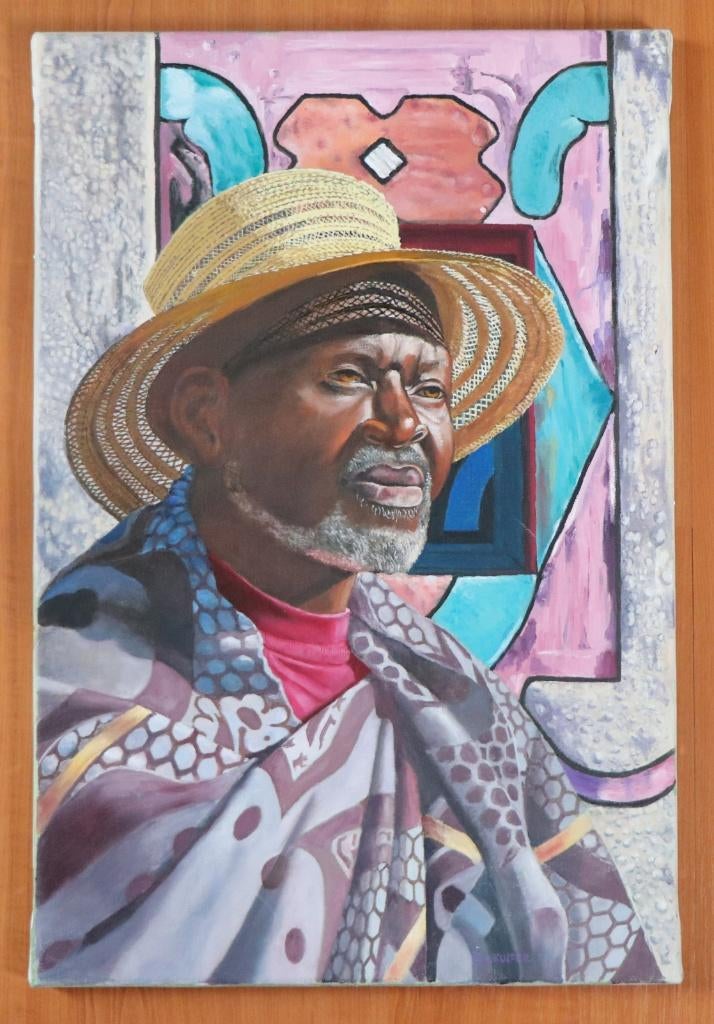 G.J. Kuiper (1926-2013) - Zuid-Afrikaanse man met Hoed, Ophalen of Verzenden