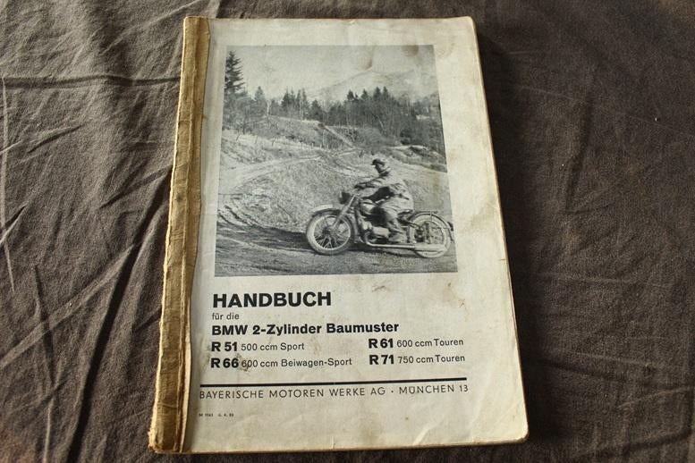 BMW R51 R66 R61 R71 1938 motorrad handbuch 500cc 600cc 750cc, Motoren, Ophalen of Verzenden, BMW