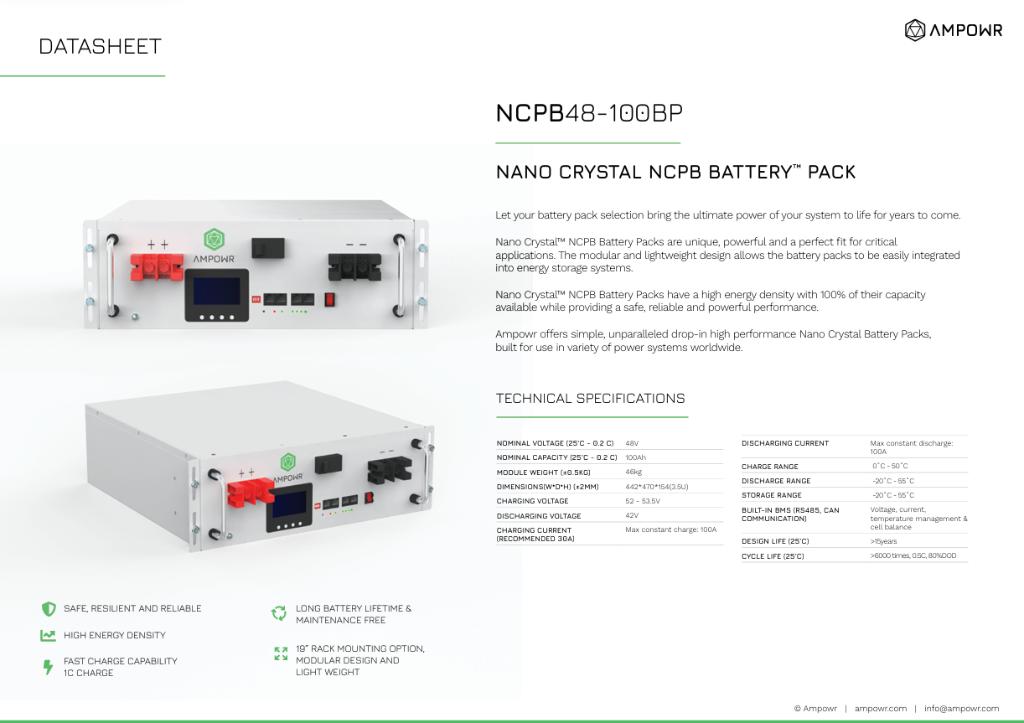 Nieuwe Ampowr 48V 100Ah accu’s, Ophalen, Nieuw, Oplaadbaar