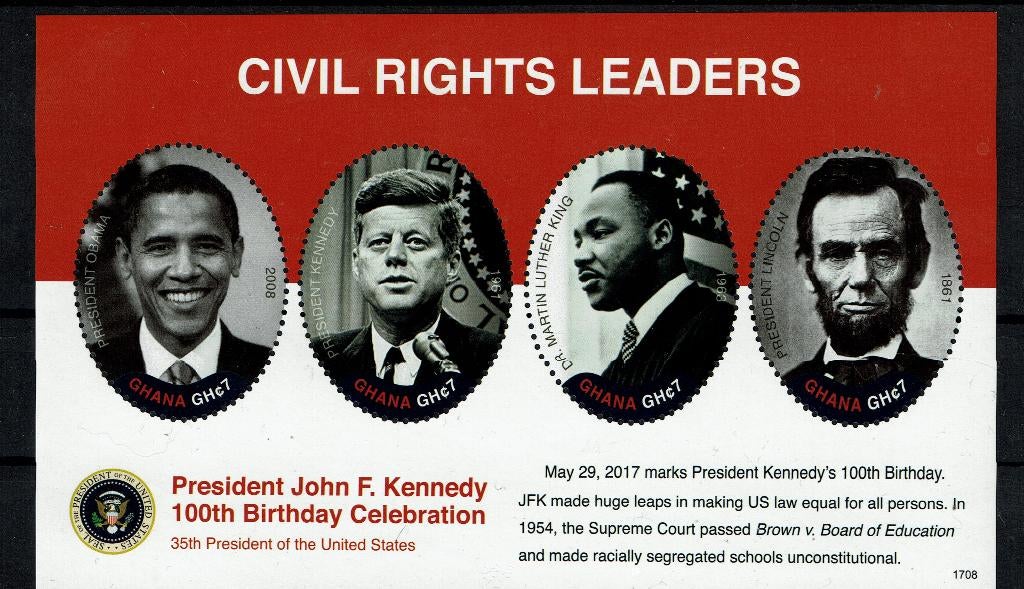 GHANA 2017 PF BLOK POLITICI KENEDY M.L.KING LINCOLN AMERIKA, Ophalen of Verzenden, Postfris, Overige thema's