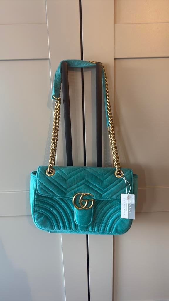 Tas Dames Aqua velvet GG, Ophalen of Verzenden, Zo goed als nieuw, Schoudertasje