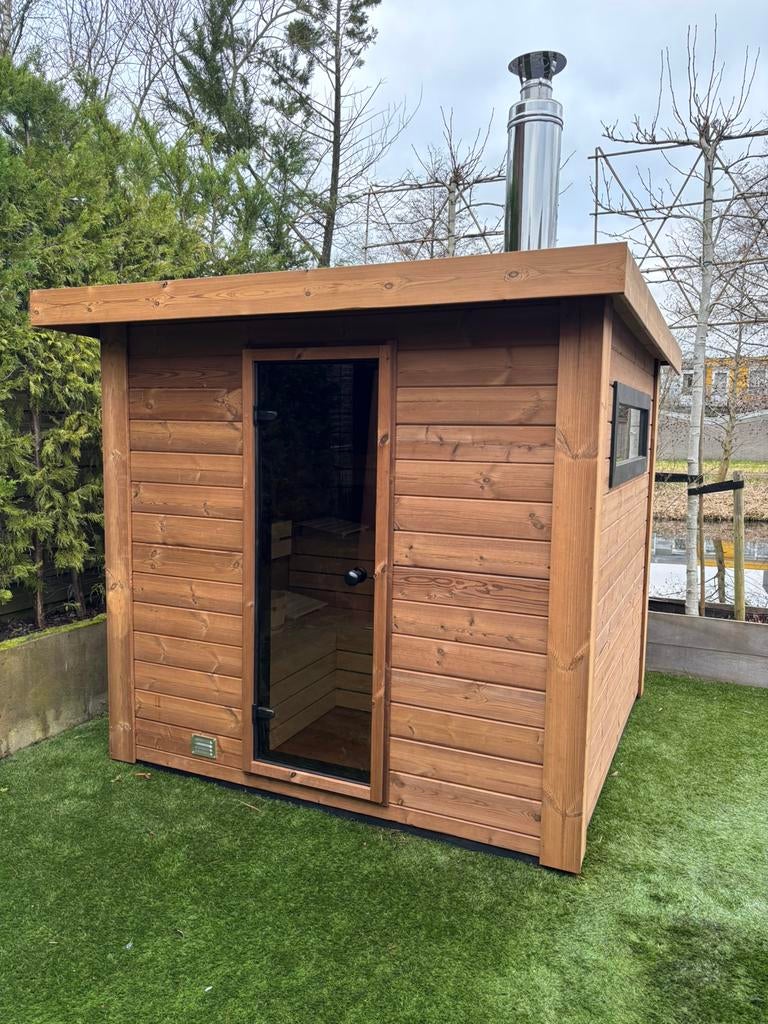 Thermowood buitensauna tuinsauna buiten sauna eigenproductie, Ophalen of Verzenden, Nieuw, Fins of Traditioneel, Complete sauna