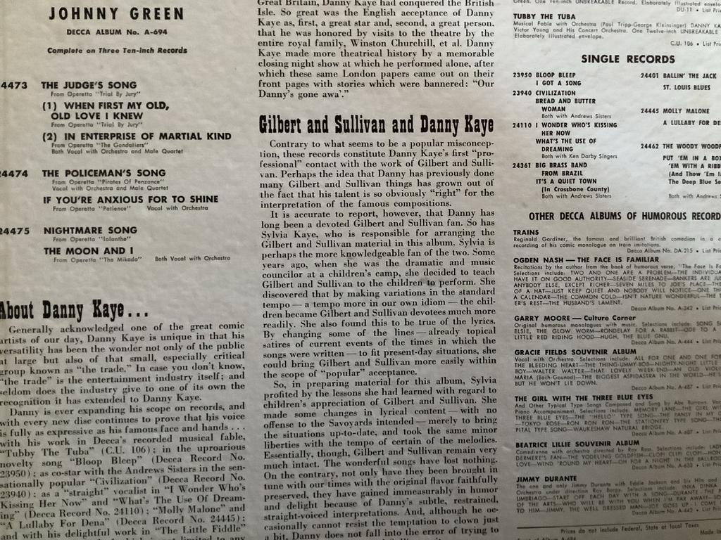 Gilbert & Sullivan en Danny Kaye 78 toeren- Decca Album, Ophalen of Verzenden, Gebruikt