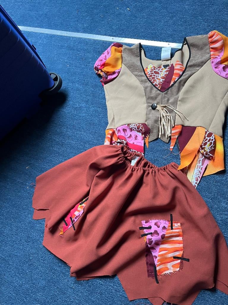 carnaval vogelverschrikker rokje en top m, Carnaval, Kleding, Ophalen, Maat 38/40 (M)