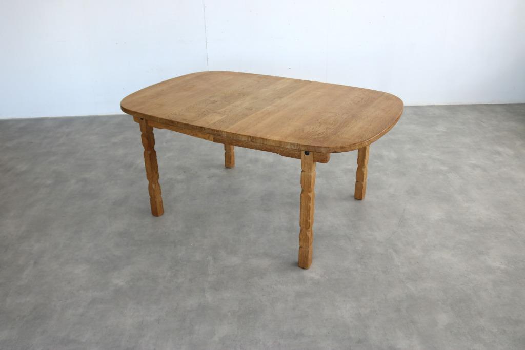 brutalist eettafel | vintage tafel | eiken | verlengbaar, Huis en Inrichting, Tafels | Eettafels, Gebruikt, ., Eikenhout, Vijf personen of meer