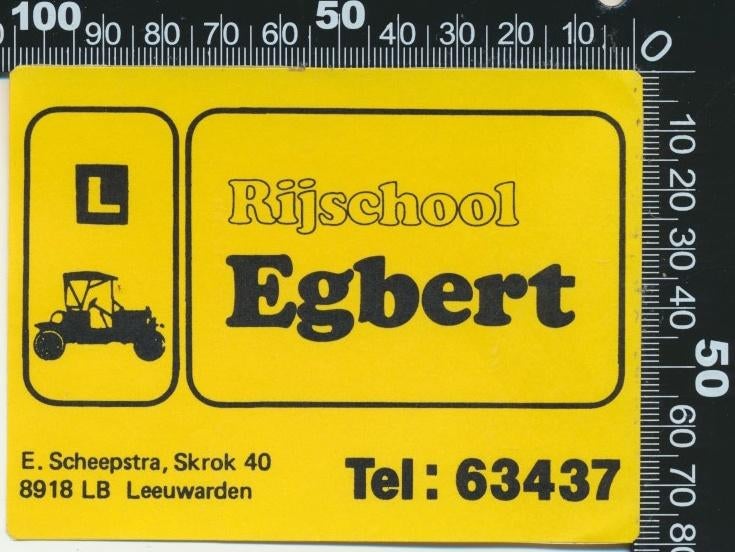 Sticker: Rijschool Egbert - Leeuwarden, Verzenden, Zo goed als nieuw, Bedrijf of Vereniging