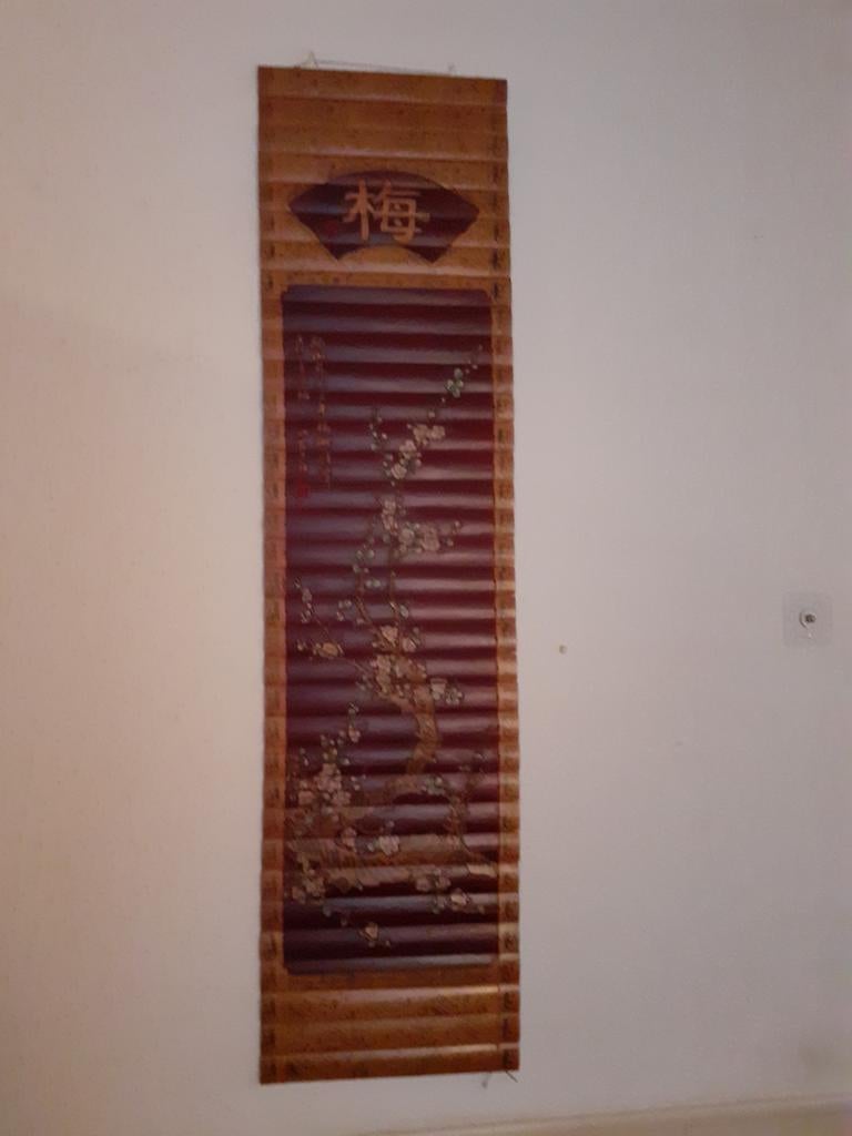 Chinese wanddecoratie Houten Rol met Bloesem, Ophalen of Verzenden