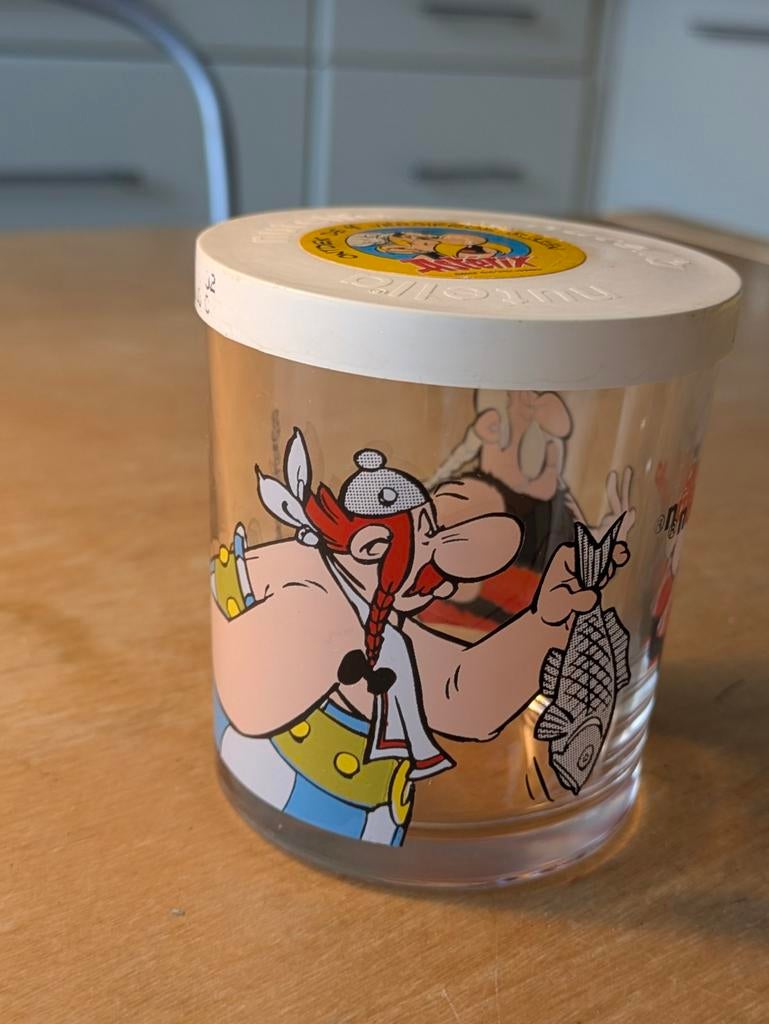 vintage Asterix & Obelix Nutella glas met deksel, Ophalen of Verzenden