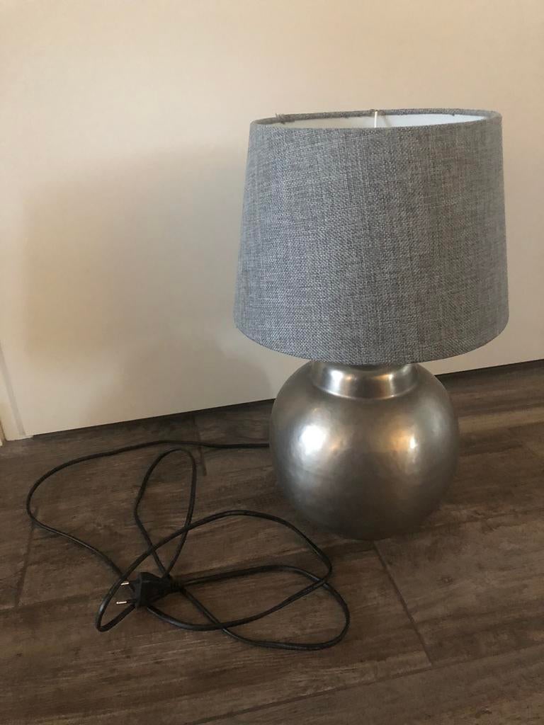 💝 Vintage IKEA tafellamp lamp grijs lampenkap metaal, Ophalen of Verzenden, Zo goed als nieuw, Modern shabby chic brocante sober