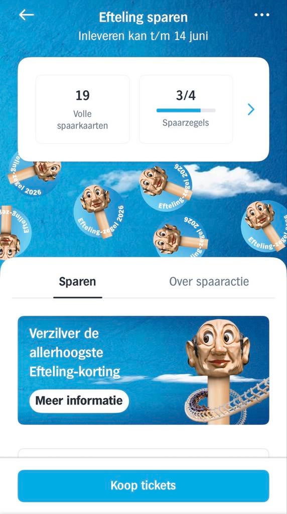 Efteling AH digitale zegels voor korting, Ophalen, Nieuw, Overige typen