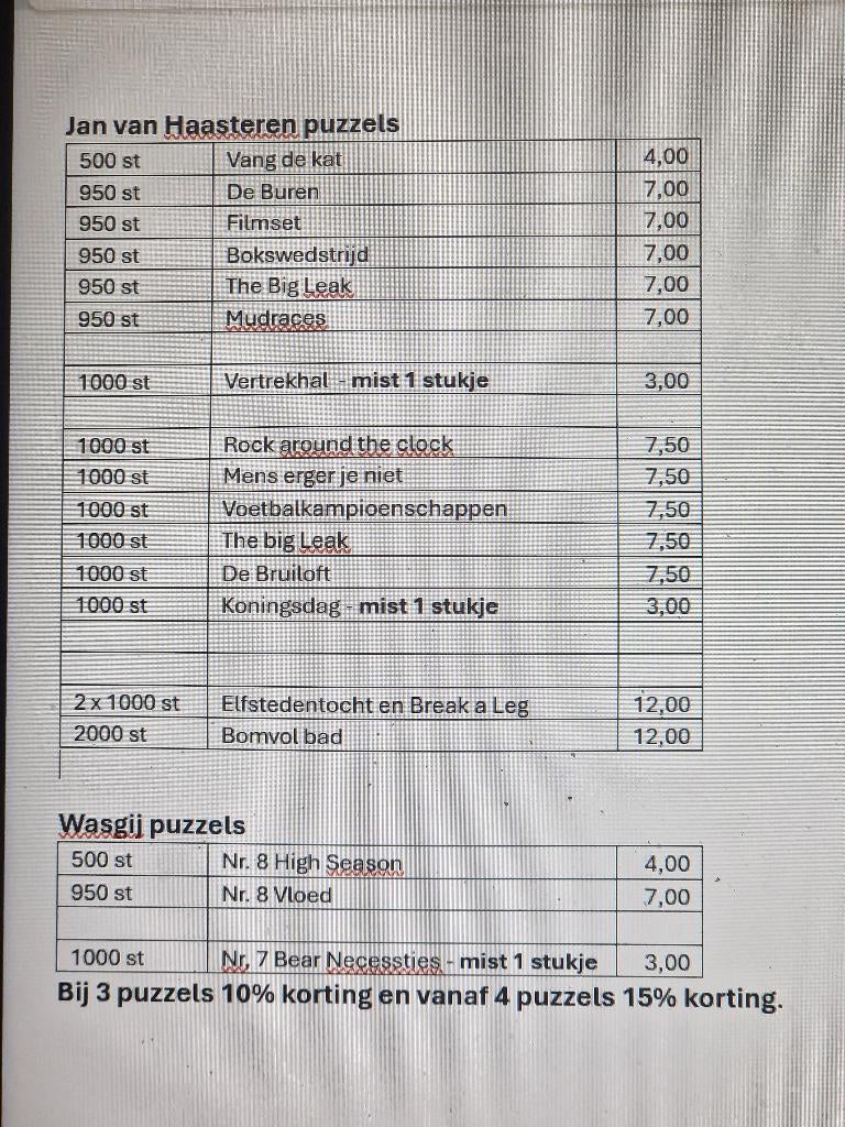 Puzzels Van Haasteren en WASGIJ, Ophalen of Verzenden, 500 t/m 1500 stukjes, Zo goed als nieuw