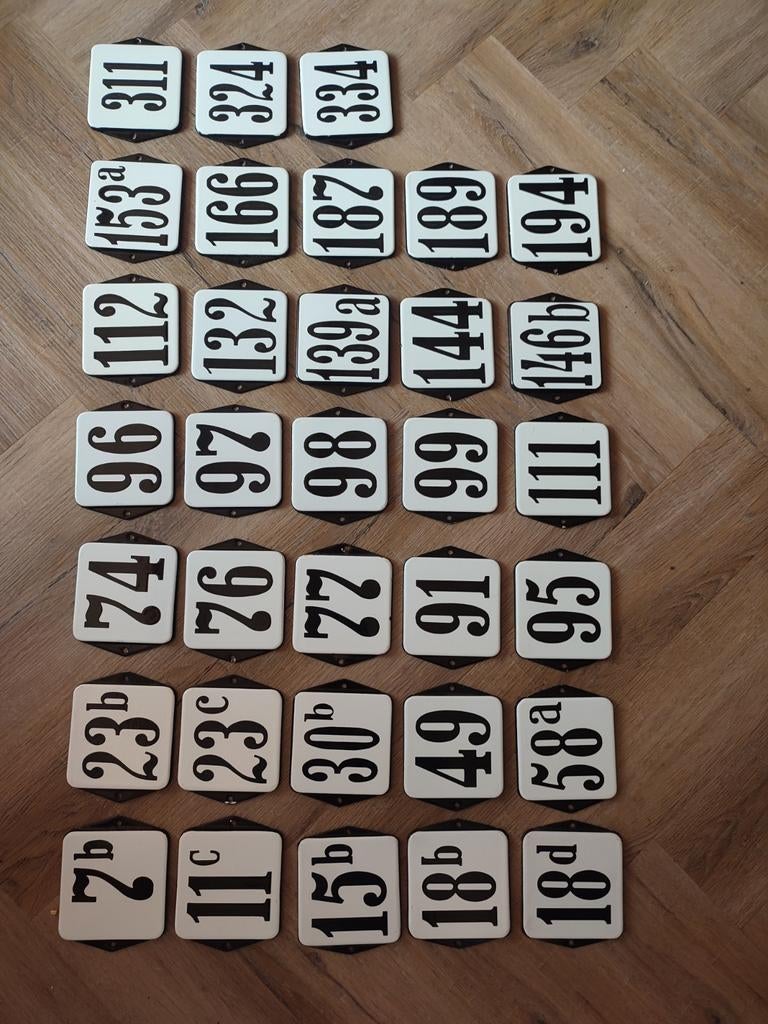 Emaille huisnummers wit met zwarte cijfers, Ophalen of Verzenden